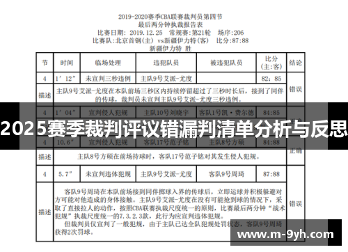 2025赛季裁判评议错漏判清单分析与反思