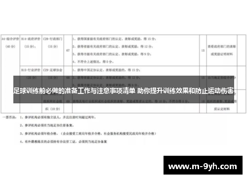 足球训练前必做的准备工作与注意事项清单 助你提升训练效果和防止运动伤害